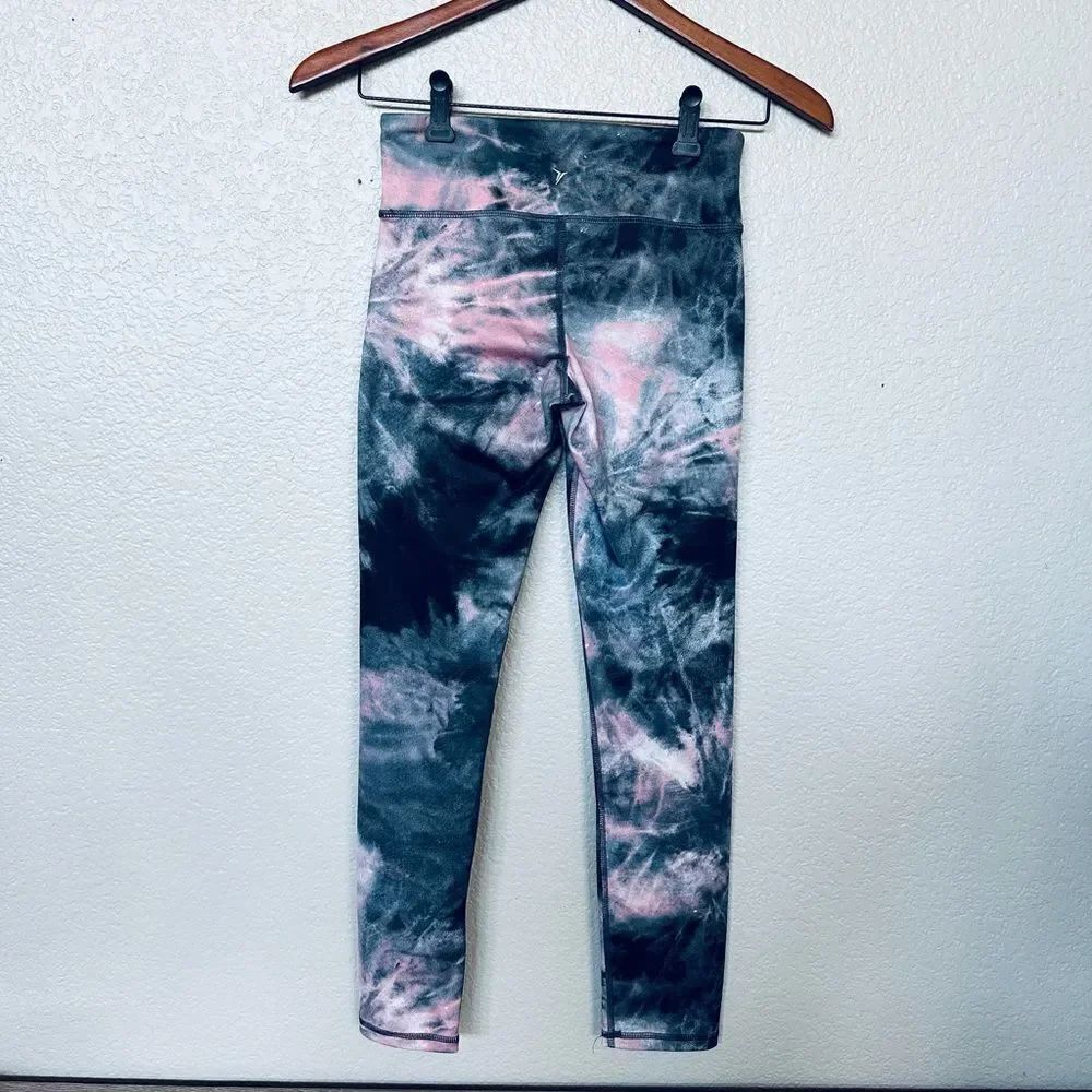 Old Navy Active Girls Gray Pink Tie Dye Athletic Leggings L